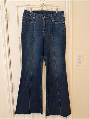 Express Dark Blue Mid-Rise Wide-Leg Jeans